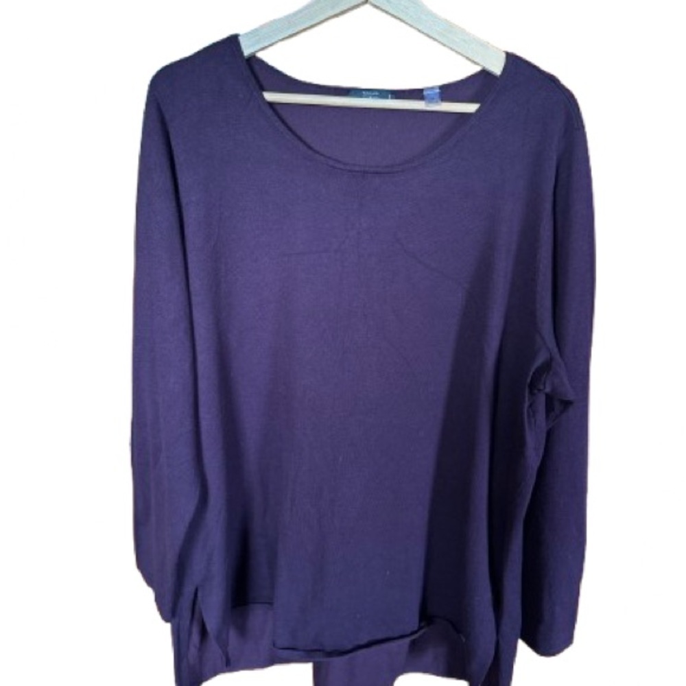 Tahari Long Sleeve Top in Deep Plum Purple 2X - Picture 1 of 6